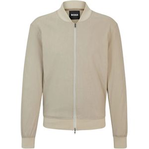 Hugo Boss, Jassen, Heren, Beige, M, Linnen, Bruine Bomberjack met ritssluiting