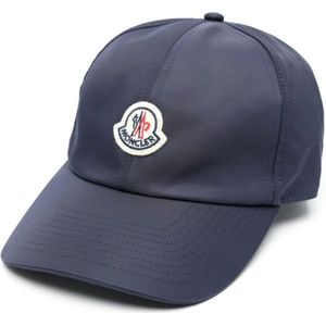 Moncler, Accessoires, Dames, Blauw, ONE Size, Satijn, Blauwe Logo Satin Baseball Cap