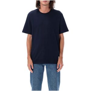 Thom Browne, Tops, Heren, Blauw, S, Ruimvallend T-shirt met korte mouwen en zijsplit