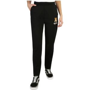 Moschino, Broeken, Dames, Zwart, L, Katoen, Dames fleece gevoerde sweatpants