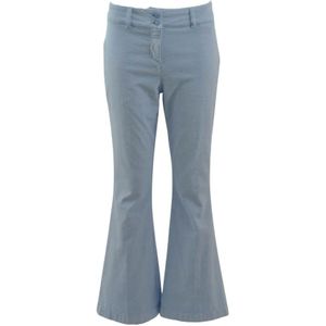 Love Moschino, CF WP B06 00 S 3915 Wijde Corduroy Broek Blauw, Dames, Maat:S