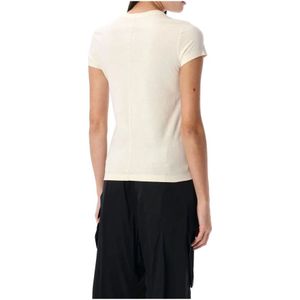 Rick Owens, Tops, Dames, Beige, S, Katoen, Stijlvolle Cropped Level Tee