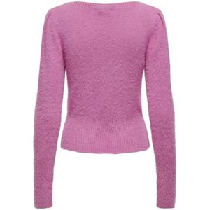 Only, Truien, Dames, Roze, S, Piumo Puff Gebreide Trui Super Pink