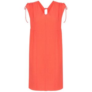 Soaked in Luxury, V-Hals Open Rug Jurk Hot Coral Oranje, Dames, Maat:M