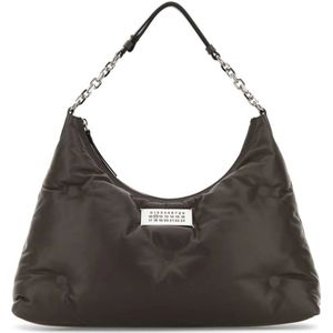 Maison Margiela, Tassen, Dames, Bruin, ONE Size, Leer, Nappa Leren Glam Slam Hobo Tas