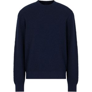 Armani Exchange, Sweatshirts & Hoodies, Heren, Blauw, S, Katoen, Blauwe Bouclé Trui - Comfortabel en Stijlvol