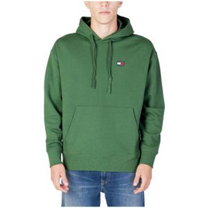 Tommy Jeans, Groene effen hoodie met capuchon Groen, Heren, Maat:S