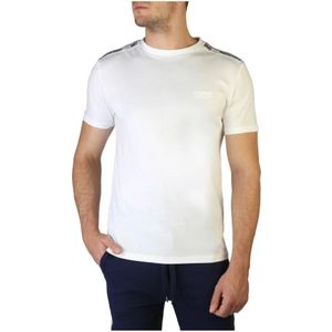 Moschino, Tops, Heren, Wit, XL, Katoen, Heren T-shirt van 100% katoen, korte mouwen, ronde hals