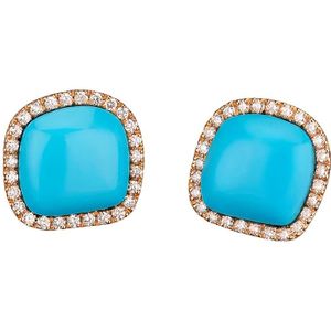 Chantecler, Accessoires, Dames, Blauw, ONE Size, Enchanté Gouden Oorbellen met 0,40 CT Diamant