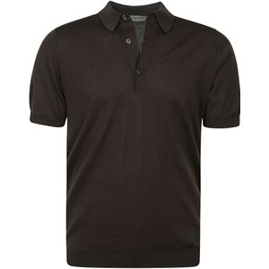 John Smedley, Bruine Gebreide Poloshirt Korte Mouwen Bruin, Heren, Maat:M