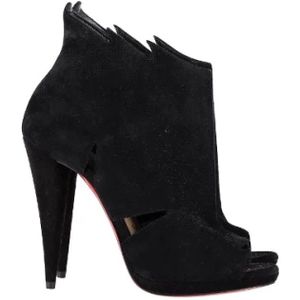 Christian Louboutin Pre-owned, Pre-owned, Dames, Zwart, 36 EU, Suède, Pre-owned Suede boots