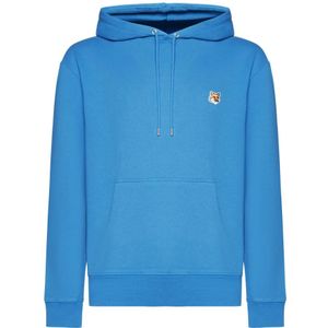 Maison Kitsuné, Sweatshirts & Hoodies, Heren, Blauw, XL, Katoen, Casual Hoodie Sweater