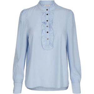 Freequent, Blouses & Shirts, Dames, Blauw, 2Xl, Polyester, Feminine Chambray Blue Blouse