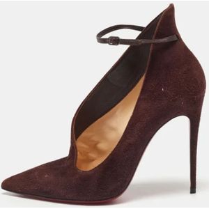 Christian Louboutin Pre-owned, Pre-owned, Dames, Rood, 36 EU, Suède, Pre-owned Suede heels