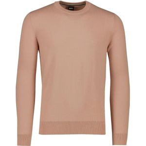 Hugo Boss, Truien, Heren, Roze, XL, Katoen, Roze Ronde Hals Sweater