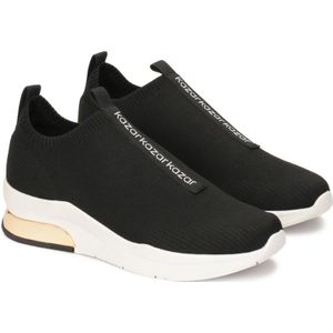 Kazar, Schoenen, Dames, Zwart, 35 EU, Leer, Zwarte sneakers met elastische slip-on bovenwerk