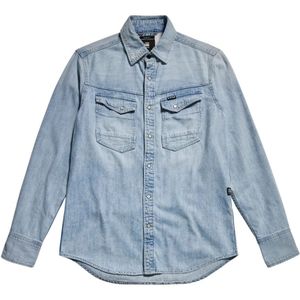 G-star, Overhemden, Heren, Blauw, M, Denim, Slim Fit Denim Overhemd met Unieke Details