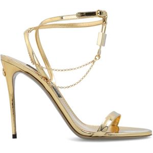Dolce & Gabbana, Schoenen, Dames, Geel, 38 1/2 EU, Leer, ‘Keira’ sandalen met hak