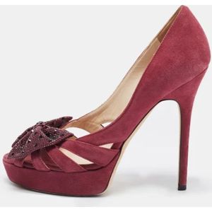 Jimmy Choo Pre-owned, Pre-owned, Dames, Paars, 36 EU, Suède, Pre-owned Suede heels