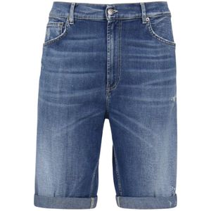 Dondup, Korte broeken, Heren, Blauw, W32, Katoen, Blauwe Loose Fit Bermuda Shorts