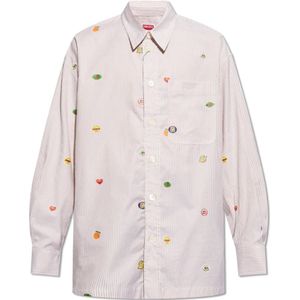 Kenzo, Overhemden, Heren, Beige, L, Katoen, Gestreept shirt