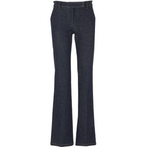 Brunello Cucinelli, Jeans, Dames, Blauw, XS, Katoen, Blauwe katoenen jeans met riemlussen