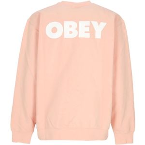 Obey, Sweatshirts & Hoodies, Heren, Roze, L, Katoen, Lichtgewicht Crewneck Sweatshirt Bold Box Fit