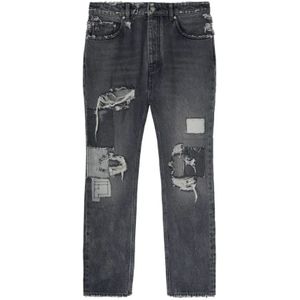 Palm Angels, Ash Grey Ripped Denim Jeans Zwart, Heren, Maat:W30