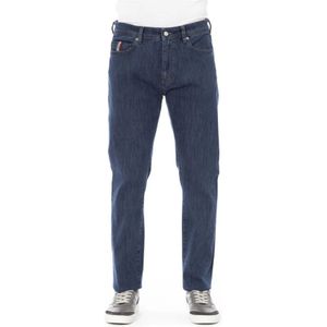 Baldinini, Jeans, Heren, Blauw, W44, Katoen, Blauwe Katoenen Slim-Fit Jeans