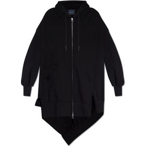 Y-3, Sweatshirts & Hoodies, Dames, Zwart, M, Katoen, Asymmetrische oversized hoodie