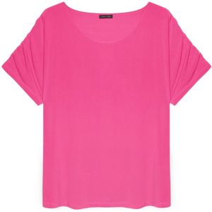 Fiorella Rubino, Tops, Dames, Roze, XL, Polyester, Gerimpelde Mouw Fuchsia T-Shirt
