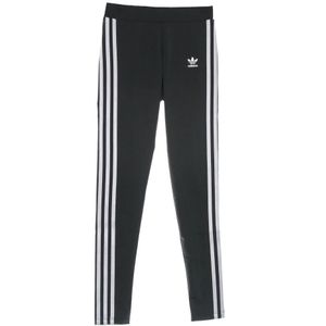 Adidas, Broeken, Dames, Zwart, L, Polyester, Zwarte Leggings met Elastische Tailleband en 3 Strepen