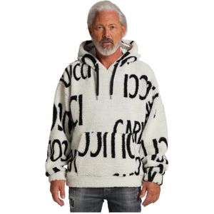 Carlo Colucci, Sweatshirts & Hoodies, Heren, Wit, M, Teddyfell Hoodie met Loose Fit