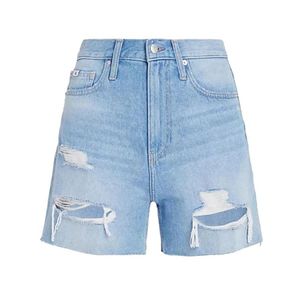 Calvin Klein Jeans, Korte broeken, Dames, Blauw, W25, Denim, Blauwe Versleten Denim Shorts