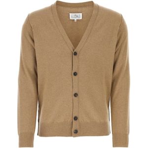 Maison Margiela, Truien, Heren, Bruin, S, Kasjmier, Cashmere Cardigan in Biscuit