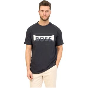 Hugo Boss, Casual Boss Heren T-shirt in Blauw Blauw, Heren, Maat:M