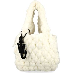 JW Anderson, Tassen, Heren, Wit, ONE Size, Katoen, Chenille Geweven Handtas - Wit