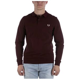Fred Perry, Tops, Heren, Paars, S, Katoen, Polo Fred Perry Effen Fred Perry Bordeaux