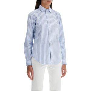 Polo Ralph Lauren, Blouses & Shirts, Dames, Blauw, S, Katoen, Gestreept Oxford Overhemd Slim Fit