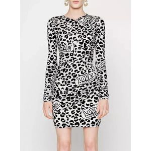 Love Moschino, Kleedjes, Dames, Veelkleurig, S, Rode Luipaardprint Viscose Jurk