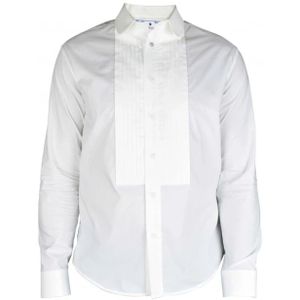 Off White, Overhemden, Heren, Wit, M, Katoen, Wit Katoenen Overhemd met Lange Mouwen en Logo Print