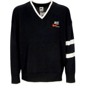 Nike, Truien, Heren, Zwart, XL, Wol, Lichtgewicht V-hals Sportkleding Sweater