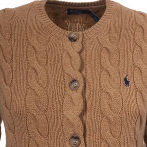 Polo Ralph Lauren, Truien, Dames, Beige, S, Wol, Crèmekleurige Cable Knit Cardigan van Polo Ralph Lauren