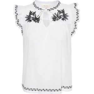 Part Two, Vrouwelijke Blouse met Zwart Borduursel Wit, Dames, Maat:L