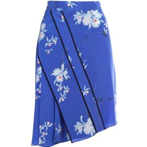 N21, Rokken, Dames, Blauw, L, Blauwe Bloemenprint Asymmetrische Rok