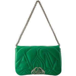 Alexander McQueen, Tassen, Dames, Groen, ONE Size, Leer, Groene Leren Seal Crossbody Tas