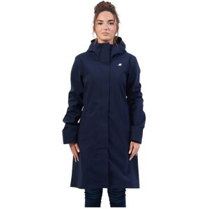 K-Way, Jassen, Dames, Blauw, XS, Nylon, Blauwe Damesjas Driekwart Lengte