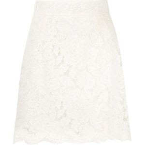 Dolce & Gabbana, Rokken, Dames, Wit, 2Xs, Witte Minirok met Kantdetail