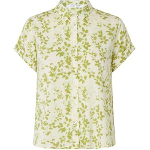 Samsøe Samsøe, Blouses & Shirts, Dames, Veelkleurig, S, Groene Majan Korte Mouw Blouse