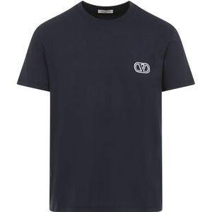 Valentino, Tops, Heren, Blauw, L, Katoen, Blauwe T-shirts Polos voor mannen